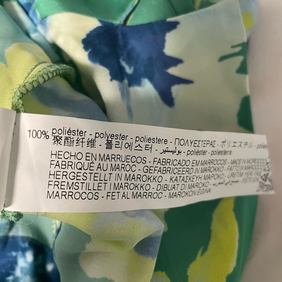 NWOT Zara Floral Satin Jumpsuit in Green, Yellow, and Blue. Size Small - Picture 15 of 15
